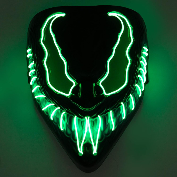 Coselena LED Halloween-masker med 3 ljuslägen | Demon ansiktsmasker | Halloween kostym skrämmande mask Green