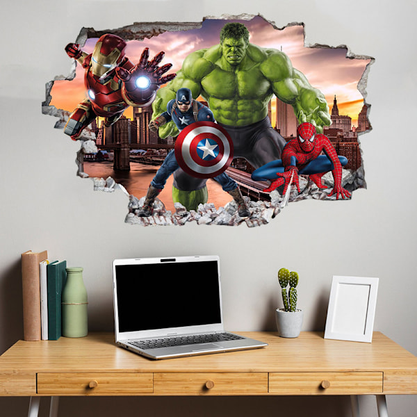 Avengers Superhjälte Väggdekor för Sovrum Självhäftande Väggklistermärke Videospel Födelsedagsfest Tillbehör{EE}