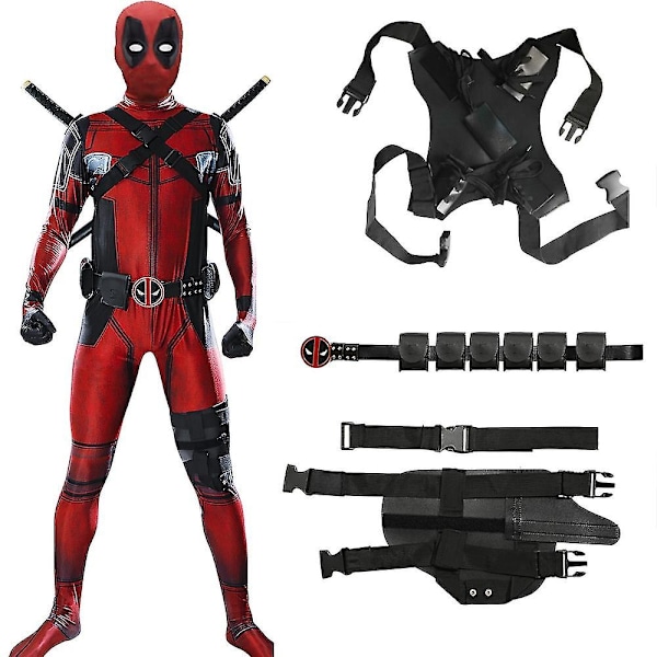 Deadpool Kostume Cosplay Børn Voksen Kostume Anime Superhelt Cosplay Dødsvagt Anime Voksen Service Triko Hatte Tilbehør Anime-WELLNGS 5 STK 5 STK 5 PCS 120