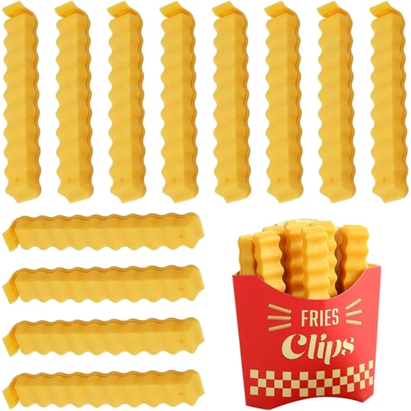 Pommes Frites-klämmor: 12 söta pommes frites-formade klämmor för att försluta öppnade påsar{HH}