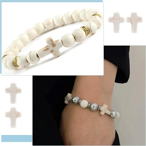 100 stk. Hvide Turkis Kors Perler Syntetisk Sten Perle Charm{EE}