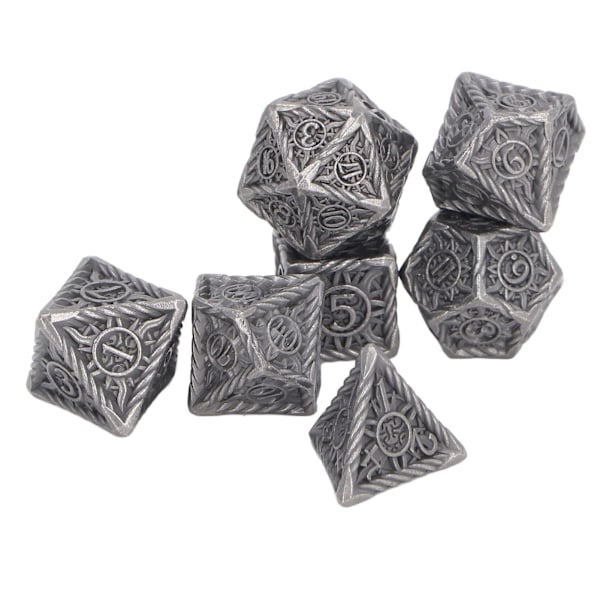 7PCS Polyhedral Dice Engraving Patterns Metal Dice Set för Tabletop Rollspel Leisure Gathering Typ 1