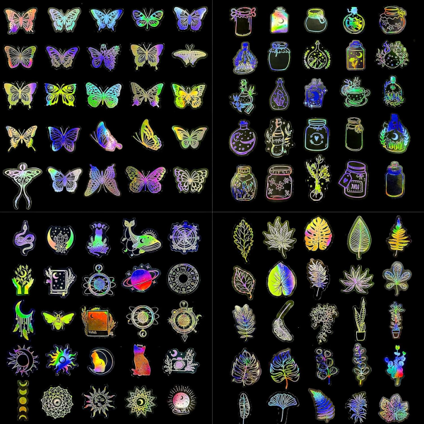 200 st Holografiska Klistermärken, Stora Holografiska Klistermärken Glitter PET Självhäftande Dekaler