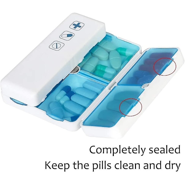 2-pack Magnetisk Hopfällbar Pillerask, 7-facks Bärbar Pillerförvaringslåda, för Resor
