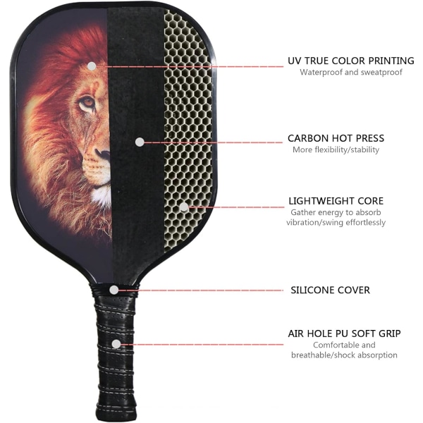 Carbon Fiber Pickleball Paddle Set Ansiktsträning Pickle Ball Racket racket med 2st boll och förvaringsväska 1