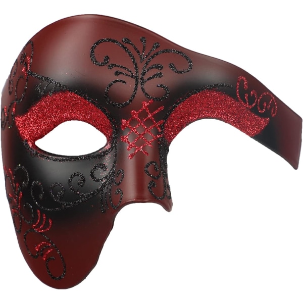 Dekorativ halvansiktsmask Plast ögonmask Halloween ansiktsmask Red