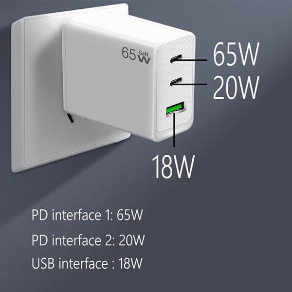 65W USB Type-C GaN-laddare Power F