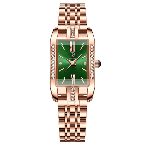 Watch Pointer Rectangle Fashion Rhinestone Quartz Watch green
