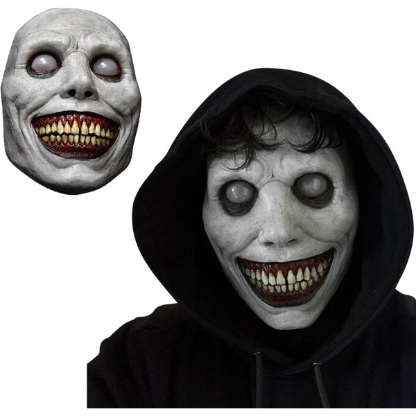 XUJAIOLQP Halloween-skräckmask, leende demonmask, hemsk mask, Halloween-kostym för kvinnor och män, Halloween-kostymfestrekvisita