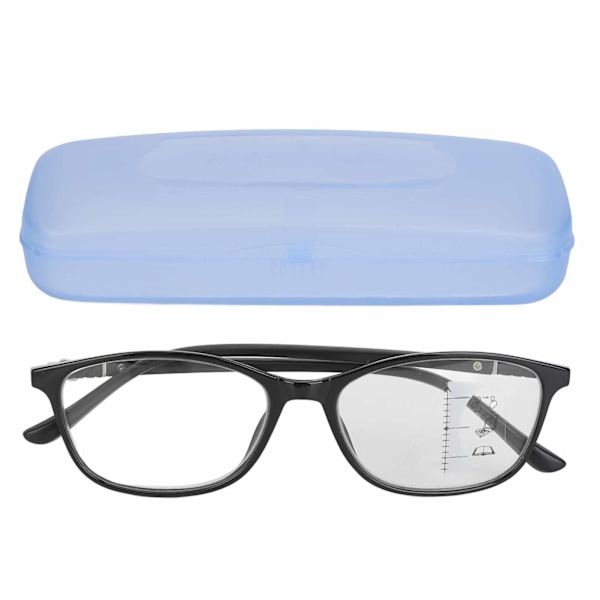 Progressive Multifocal Reading Glasses for Men Women Adjustable Prevent Eye Strain Anti Blue Ray Glasses with Storage Box +250 Black Frame