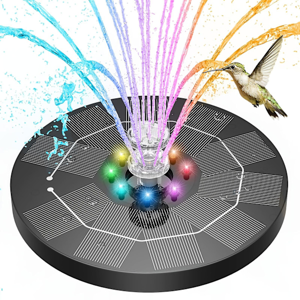 1pc Solcellsfontänpump för fågelbad, solcellsfontänpump för fågelbad med 6 munstycken, 5,1\" solcellsfontänpump för trädgård, dammar, pool, fiskdamm, utomhus och akvarium