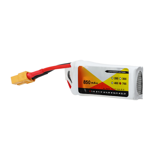 7,4V 850mah 70C 2S Lipo-batteri med XT60-stik tilbehør passer til QAV250 Quadcopter RC-racerbil