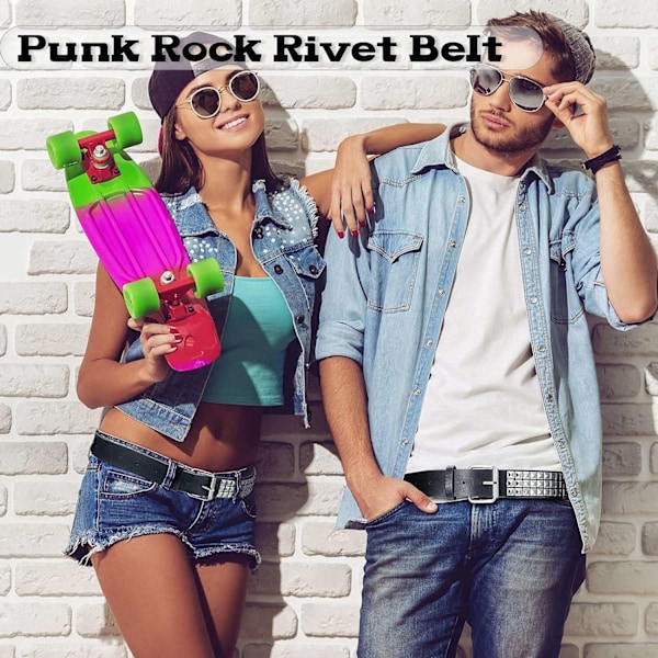 Metalli-niittivyö, punk rock, nahka-niittivyö, punk-vyö, langat, niitit, goottilainen pyramidivyö naisille ja miehille - WELLNGS