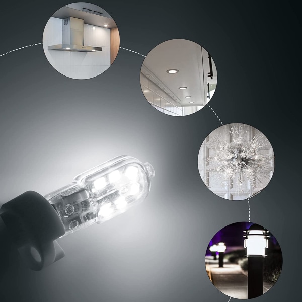 Glödlampor 10-pack G4 LED-lampa 2W, DC 12V belysningslampa, 6000K vit