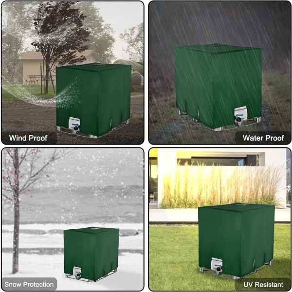 IBC-behållare, skydd, anti-UV, skyddsfodral för vattentank 1000 l, skyddskåpa Grön
