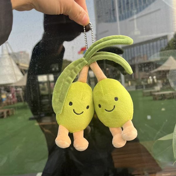 Jellycat Söt Grön Oliv Mjukisdjur, Mjuk & Kramgo Jellycat Oliv Plysch Nyckelring för Väskor, Frukt-tema Väska & Nyckelring Hänge