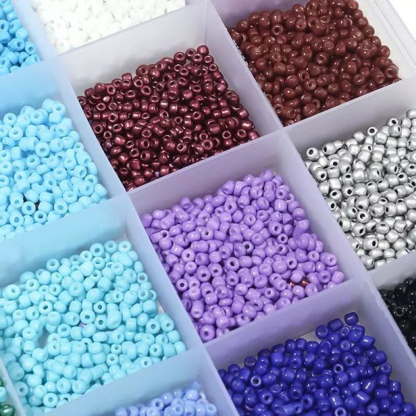 DIY - Pärllåda - Fröpärlor - 4mm - 4800st - Smyckestillverkning multifärg