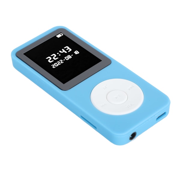 MP3-spelare Bluetooth 5.0 1,77 tum LCD-skärm Inbyggd HD-högtalare Bärbar HiFi-musikspelare med FM-radioinspelare Alarmklocka Blå med 16G minneskort