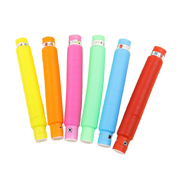 12 stk. Mini Pop Tubes Sensorisk Legetøj, Lysende Pop Tube, LED Lys
