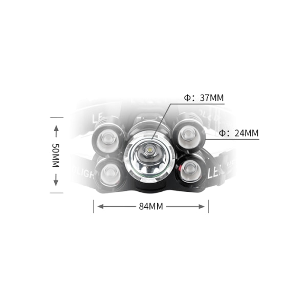 Super vahva otsalamppu 5x CREE T6 - sis. ladattavat akut