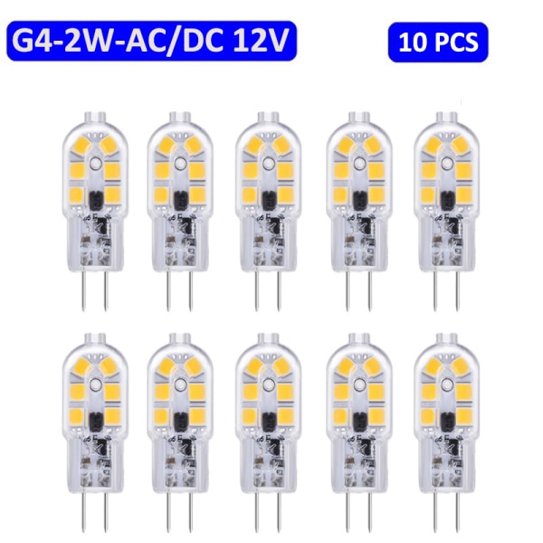 10 stk. G4 LED-pære, 6000K hvid, ikke-dæmpbar, udskiftelig hætte