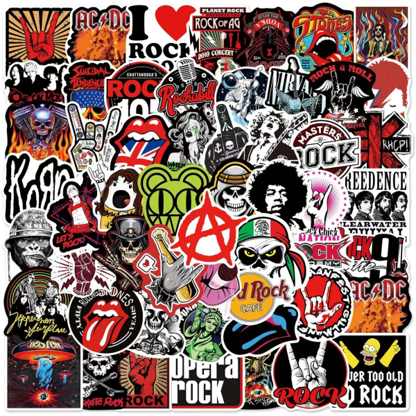 Band klistermärken |100ST | Rock & Roll trendiga musiklistermärken för vuxna Roll-100