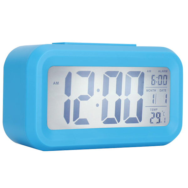 LCD Electronic Clock Large Screen Mute Smart Time Temperature Display Alarm Clock GHY‑501Blue