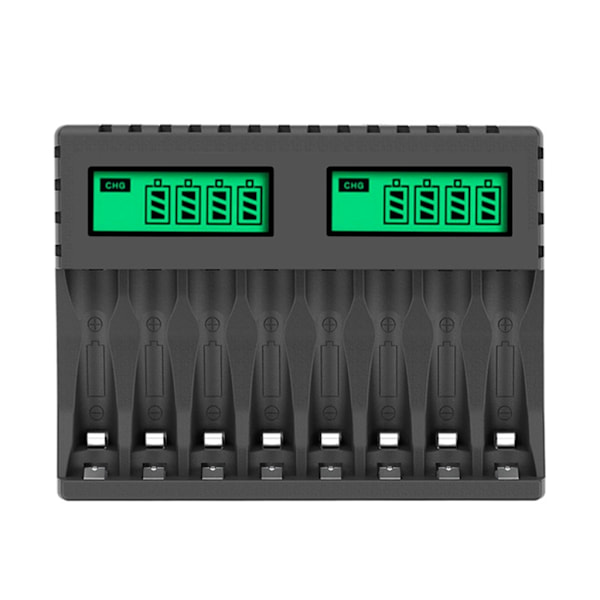 Batterilader med LCD-skærm, intelligent til AA/AAA NiCd NiMh genopladelige batterier, lader til aa aaa Sort Black 0.15