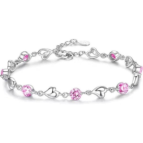 Silverarmband för kvinnor, 925 silver hjärtarmband med glänsande kristalldiamant, justerbart kärlekshjärtarmband present födelsedag julklappar