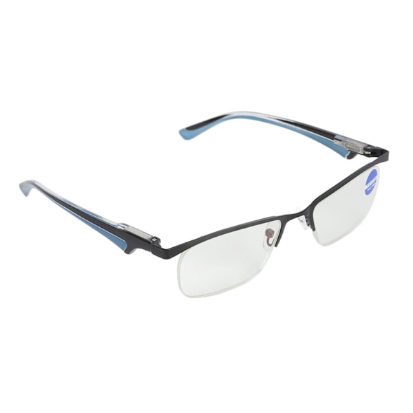 Elderly Glasses Blue Lighting Block Adjust Focusing Reading Glasses Half Black Frame for Daily Use Blue Legs +150