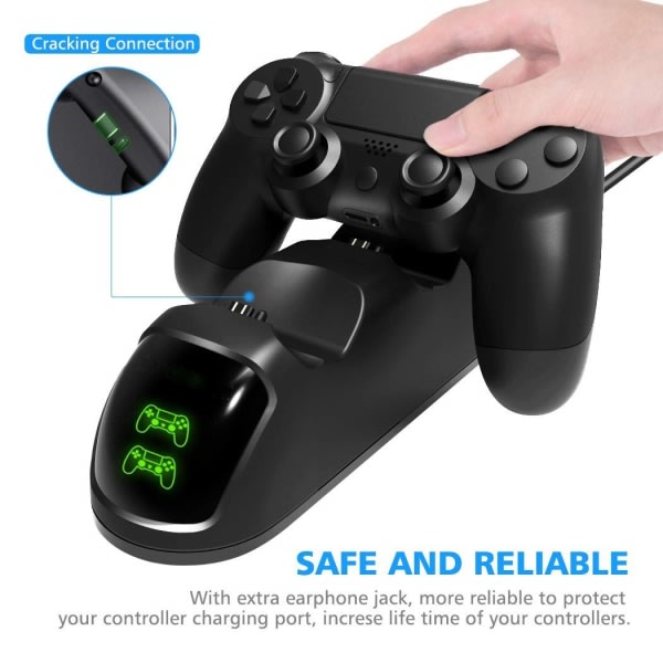 Dobbelt ladestation til to PS4/PS4 Slim/PS4 Pro controllere