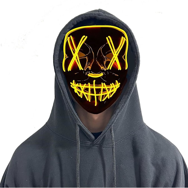 Stylex LED Halloween Mask Skrämmande Light Up Mask Cosplay Fancy Dress Kostym Carnival Yellow Crosses