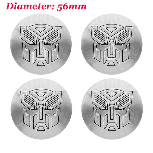 4 kpl 56+60mm Coolit Autobots Logotyypin Transformers Badge Emblem Auton Pyörännavan Keskikupit Tarra Vanne Suoja Auton Muotoilutarvikkeet 56mm Silver