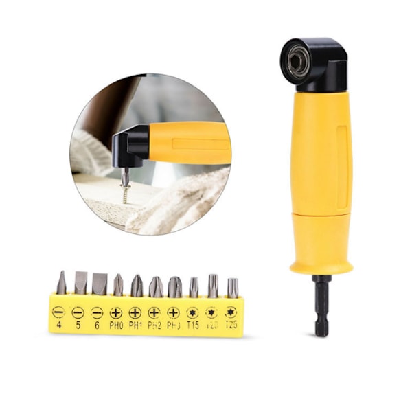 Right Angle Adapter, Strong Magnet, Standard Size Screwdriver Extension Handle, Easy to Replace, High Strength, Durable + 10 Adapter Bits