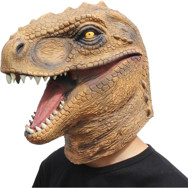 CreepyParty Dinosaur Mask T-rex Head Latex Realistic Animal Helhuvud Mask för Halloween Kostym Party Carnival Cosplay