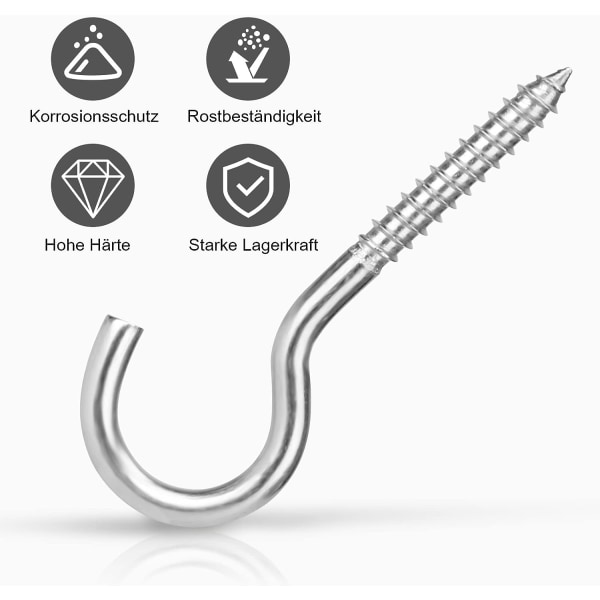 Øjeskruer i rustfrit stål, ringskruer M8-100 mm 4 stycken