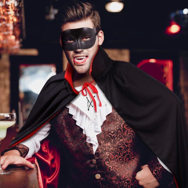 CLISPEED Halloween Cape Vampire Cosplay Cosplay Kostym Vändbar Huvkappa med Maskeradmask