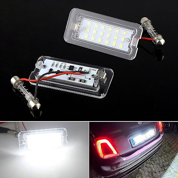 stk. Canbus passer til Fiat 500 / Abarth 500 2007-2016 Xenon Hvid LED Nummerpladelygte billys OEM:51800482