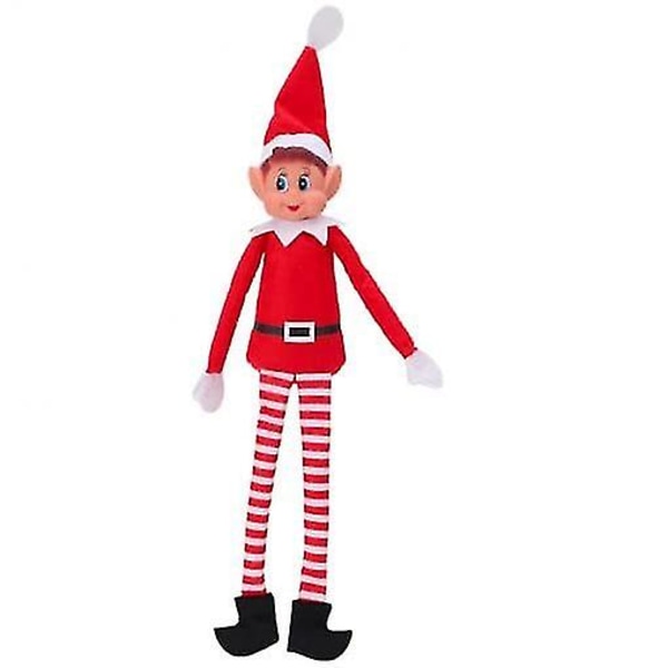 Uartig Nisse med Velcro i Hånden - Langbenet Nisse Blød Plys - Jule Nyhed - Nisse med Hat og Mærke Jul