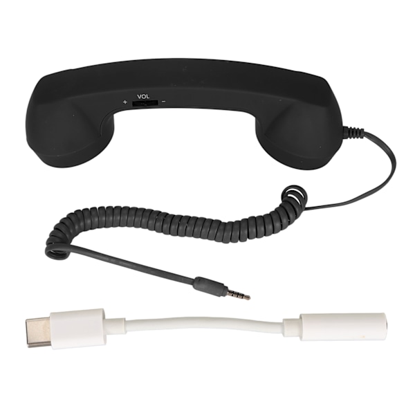 Matkapuhelimen USB C säteilysuojattu vintage-puhelinkuuloke 3,5 mm:n liittimellä älypuhelimelle, musta{HH}