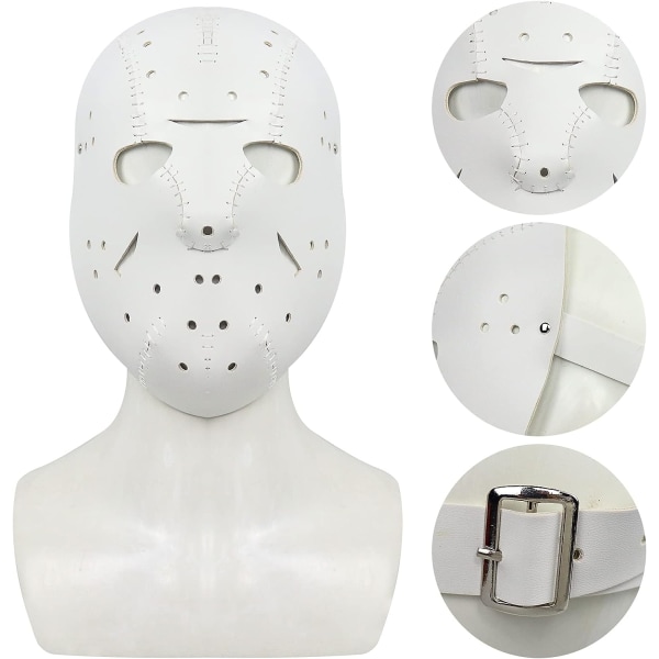 SINSEN Jason Voorhees -naamio Nahkainen jääkiekkopuku Rekvisiitta Pelottava kauhu Cosplay-naamio Halloween-juhliin White Jason