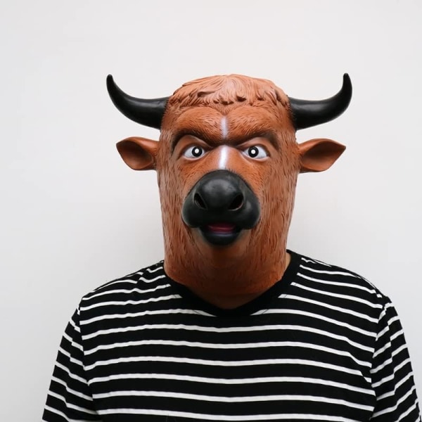 Realistisk tyremark til voksne med Halloween-design, sjov dyrehoved tyremark Nyheder Høretelefoner, Halloween ansigtsmasker