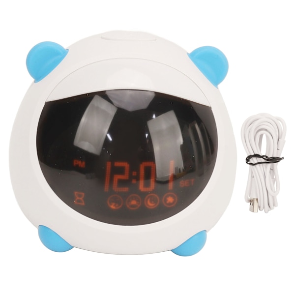 Kids Alarm Clock Sleep Training Students Wake Clock with 7 Color Night Lights 6 Emoticons 10 Musics