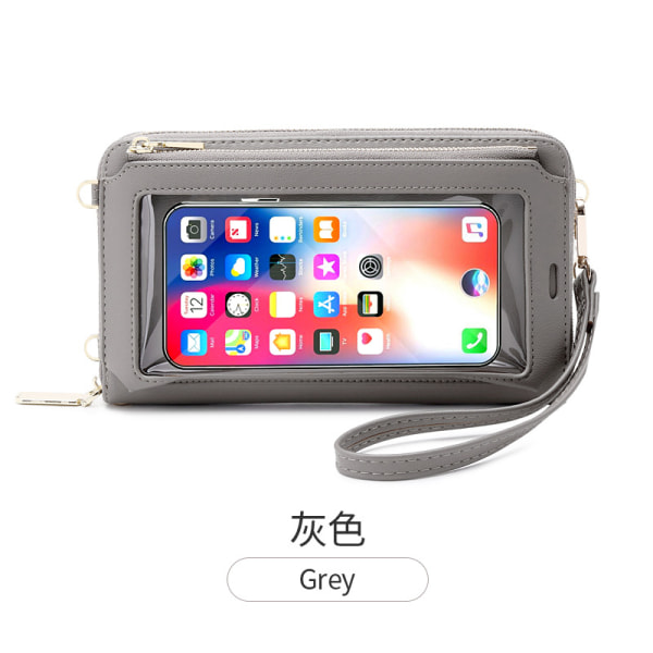 Plånbok pekskärm mobiltelefonväska Lång damplånbok grey