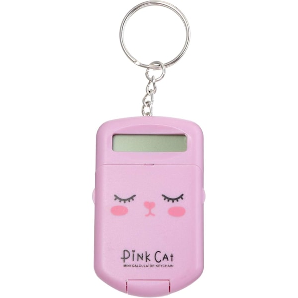 2 st Mini-räknare Nyckelring Bärbar Söt Cartoon Räknare Elektronisk Fickräknare med Nyckelring för Studenter Tillbehör Nyckel Dekoration (Rosa)