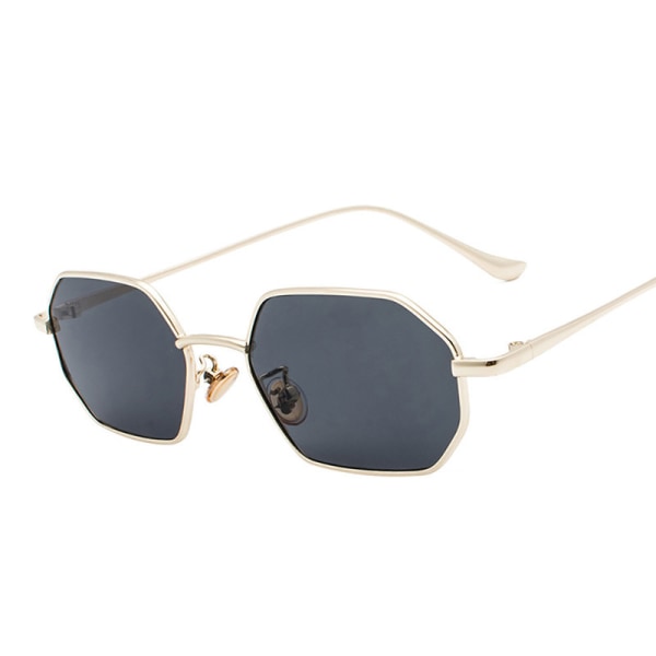 Oktagonala solglasögon med klara linser för män och kvinnor Gold