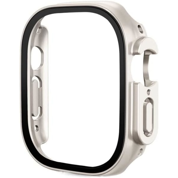 2 st härdat glasfodral för Apple Watch Ultra 49 mm, inbyggt skärmskydd, full täckning för iWatch Series Ultra 49 mm-fodral