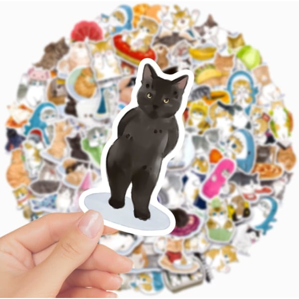 100 stycken söta svart katt klistermärken för vattenflaska