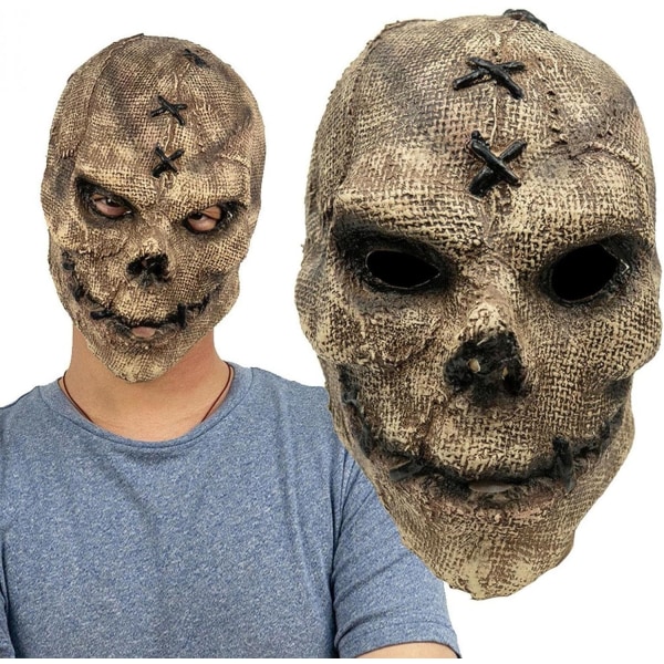 Halloween-masker latex kan riva upp dubbelskiktsmasker latex halloweenmasker för vuxna 3D-skallehuvudmask F（21X33cm）