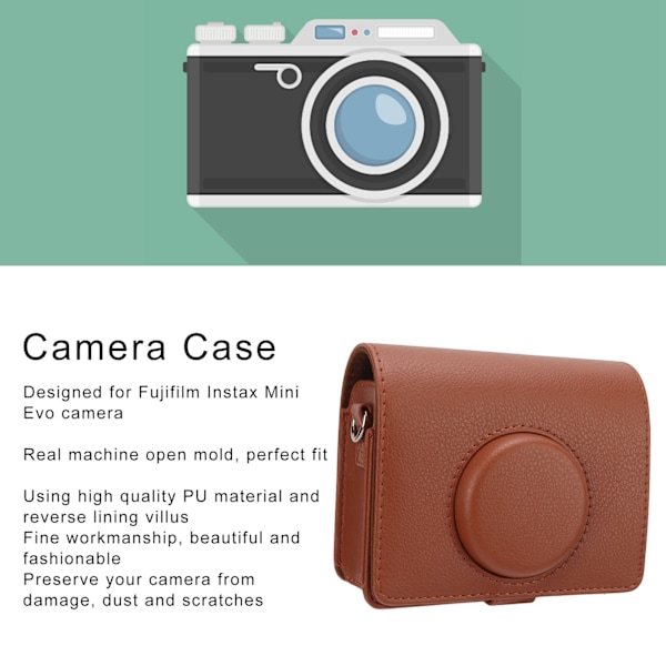 Fujifilm Instax Mini Evo -kameran muovinen suojakotelo ruskea